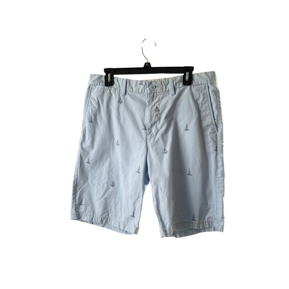 GAP Other - Gap Mens Slim Chino Shorts Light Blue Sailboat Embroidered Nautical Cotton 33